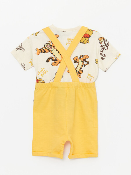 Winnie the Pooh Printed Baby Boy T-Shirt and Dungaree Set with Bike Neck Short Sleeves - 4