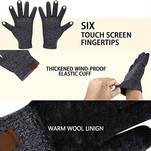 Winter Beanie Hat Scarf Touchscreen Gloves Set for Men and Women, Beanie Gloves Neck Warmer Set with Warm Knit Fleece Lined - 5