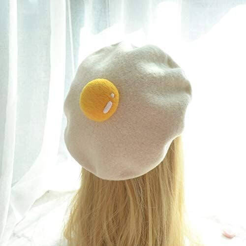 Winter Beret Hat Cute Poached Egg Soft Wool Felt Beret Handmade Painter Creative Hat Cap for Women Kids Girls White - 8