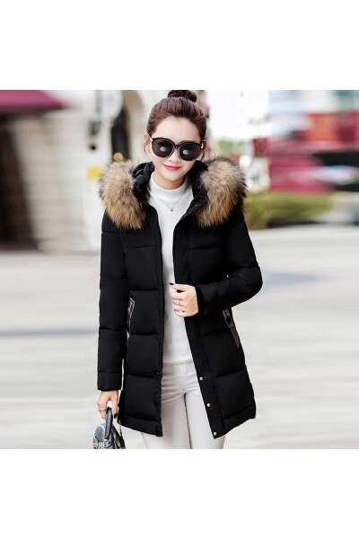 Winter Fur Collar Puffer Women's Jacket 7112black8 - 3