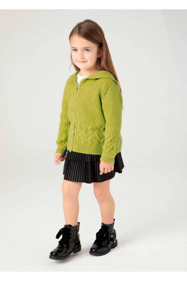 Winter Girl's Sweatshirt Cardigan - Green - 7