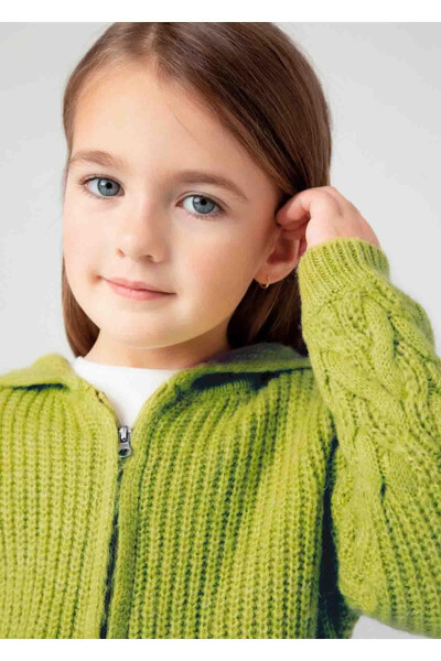 Winter Girl's Sweatshirt Cardigan - Green - 8