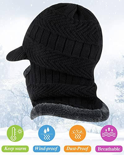 Winter Knitted Balaclava Hat Warm Cycling Face Covering Warmer Knit Hat Winter Neck Gaiter for Outdoor Sports - 3