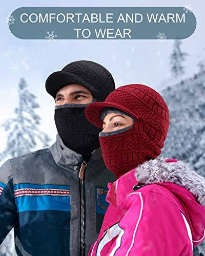 Winter Knitted Balaclava Hat Warm Cycling Face Covering Warmer Knit Hat Winter Neck Gaiter for Outdoor Sports - 5