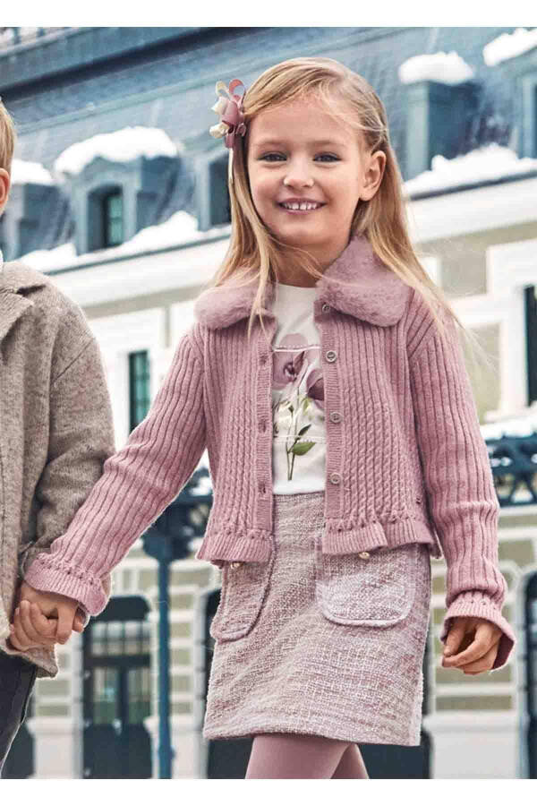 Winter Knitted Cardigan for Girls - Pink - 4