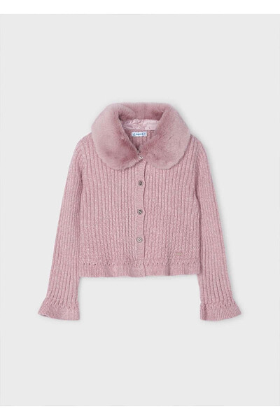 Winter Knitted Cardigan for Girls - Pink - 5