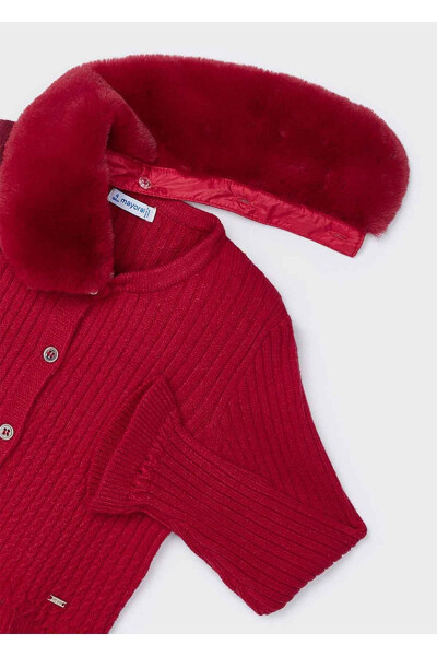 Winter Knitted Cardigan for Girls - Red - 4