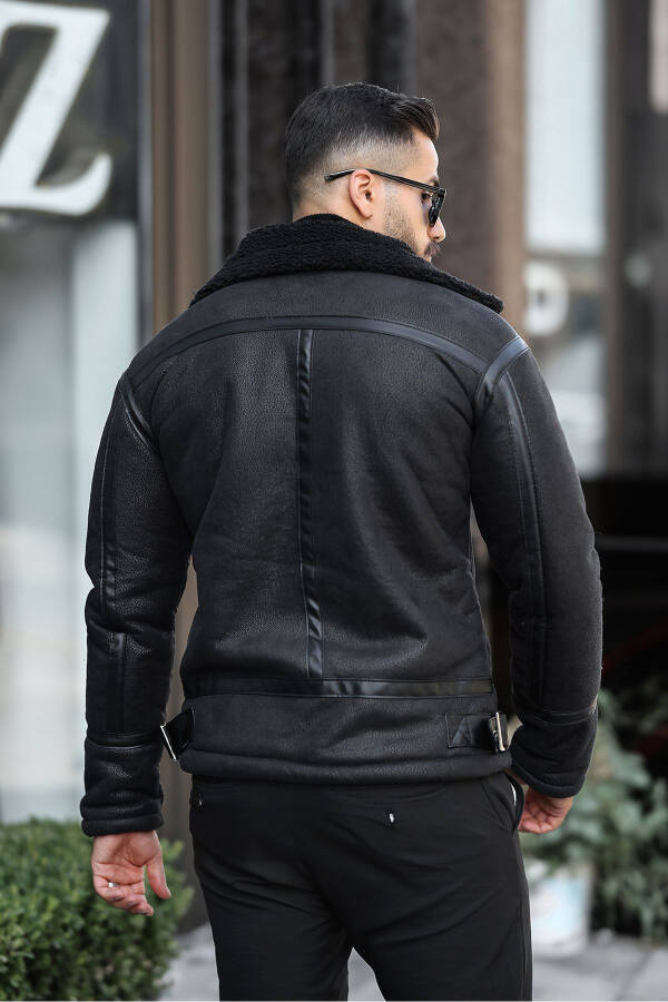 Winter suede leather jacket, protects against cold and wind. - 6