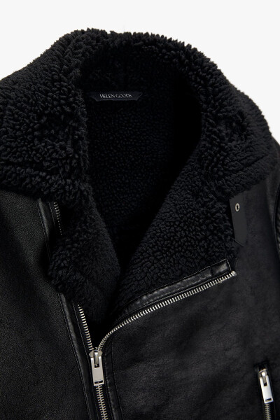 Winter suede leather jacket with fur lining, cold and windproof. - 2