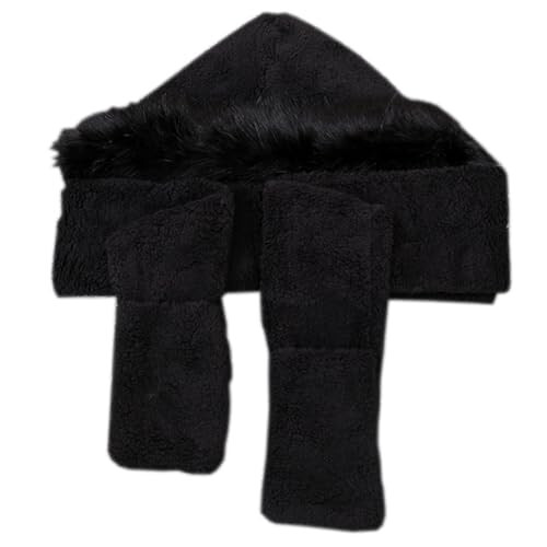 Winter Warm Women Siamese Hoodie Gloves Pocket Earflap Hat Long Scarf Shawl Wraps - 3