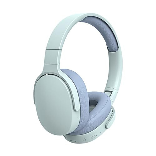 Wireless BT Over-Ear Headphones Headset with Microphone Foldable Noise Canceling Headphones (Blue) - 2