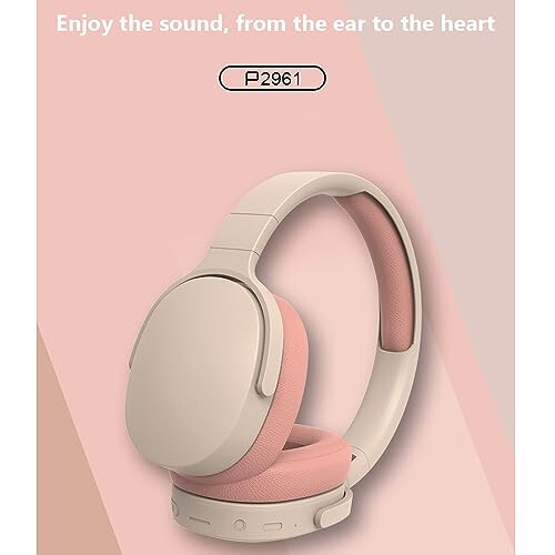 Wireless BT Over-Ear Headphones Headset with Microphone Foldable Noise Canceling Headphones (Pink) - 6