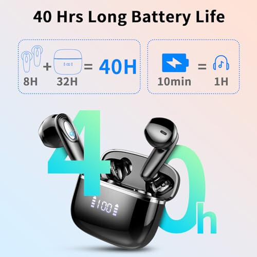 Wireless Earbud, Bluetooth 5.3 Headphones 40H Ear Buds Deep Bass Stereo with Mini Charging Case, Bluetooth Earbud with Dual Mics Call, IP7 Waterproof in-Ear Earphones for Android iOS TV Phone Sports - 4