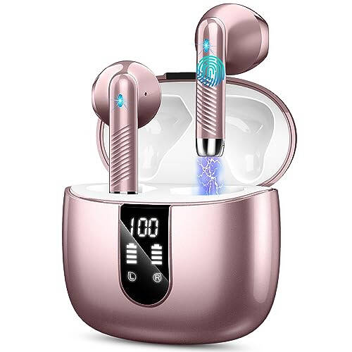 Wireless Earbud Bluetooth 5.3 Headphones with Clear Sound, 40H Playtime, Sport Earbud Touch Control with LED Digital Display, IP7 Waterproof Bluetooth Earphones Built-in Mic for Android iOS Workout - 1