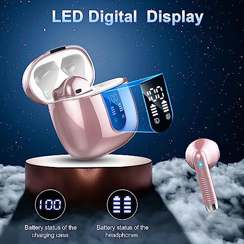 Wireless Earbud Bluetooth 5.3 Headphones with Clear Sound, 40H Playtime, Sport Earbud Touch Control with LED Digital Display, IP7 Waterproof Bluetooth Earphones Built-in Mic for Android iOS Workout - 2