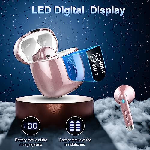 Wireless Earbud Bluetooth 5.3 Headphones with Clear Sound, 40H Playtime, Sport Earbud Touch Control with LED Digital Display, IP7 Waterproof Bluetooth Earphones Built-in Mic for Android iOS Workout - 2