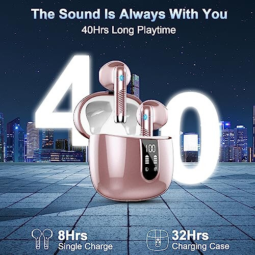 Wireless Earbud Bluetooth 5.3 Headphones with Clear Sound, 40H Playtime, Sport Earbud Touch Control with LED Digital Display, IP7 Waterproof Bluetooth Earphones Built-in Mic for Android iOS Workout - 6