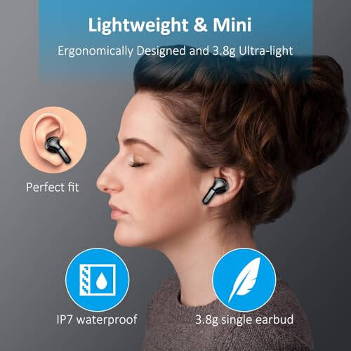 Wireless Earbud, Bluetooth Headphones 5.3 NEW 40H Ear Buds Bass Stereo Earphones Noise Cancelling Earbud with 4 ENC Mic in-Ear Bluetooth Earbud USB-C LED Display IP7 Waterproof Sport for Android iOS - 5