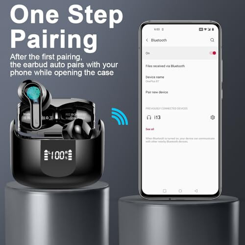 Wireless Earbud, Bluetooth Headphones 5.3 NEW 40H Ear Buds Bass Stereo Earphones Noise Cancelling Earbud with 4 ENC Mic in-Ear Bluetooth Earbud USB-C LED Display IP7 Waterproof Sport for Android iOS - 6