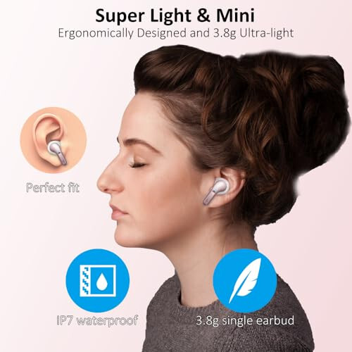 Wireless Earbud, Bluetooth Headphones 5.3 NEW 40H Ear Buds Bass Stereo Earphones Noise Cancelling Earbud with 4 ENC Mic, in-Ear Bluetooth Earbud USB-C LED Display IP7 Waterproof Sport for Android iOS - 3