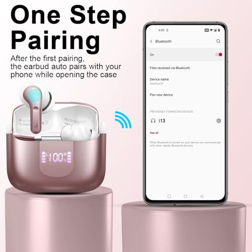 Wireless Earbud, Bluetooth Headphones 5.3 NEW 40H Ear Buds Bass Stereo Earphones Noise Cancelling Earbud with 4 ENC Mic, in-Ear Bluetooth Earbud USB-C LED Display IP7 Waterproof Sport for Android iOS - 4