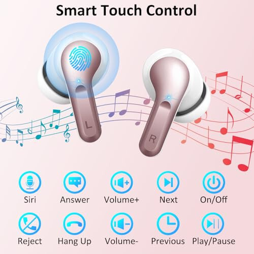 Wireless Earbud, Bluetooth Headphones 5.3 NEW 40H Ear Buds Bass Stereo Earphones Noise Cancelling Earbud with 4 ENC Mic, in-Ear Bluetooth Earbud USB-C LED Display IP7 Waterproof Sport for Android iOS - 5