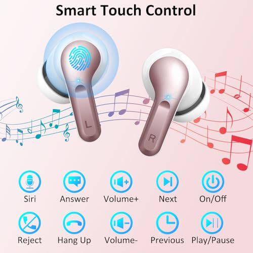 Wireless Earbud, Bluetooth Headphones 5.3 NEW 40H Ear Buds Bass Stereo Earphones Noise Cancelling Earbud with 4 ENC Mic, in-Ear Bluetooth Earbud USB-C LED Display IP7 Waterproof Sport for Android iOS - 5