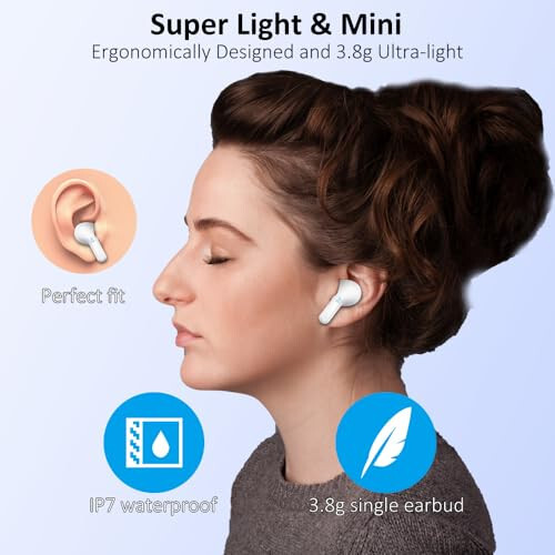 Wireless Earbud, Bluetooth Headphones 5.3 NEW 40H Ear Buds Bass Stereo Earphones Noise Cancelling Earbud with 4 ENC Mic, in-Ear Bluetooth Earbud USB-C LED Display IP7 Waterproof Sport for Android iOS - 5