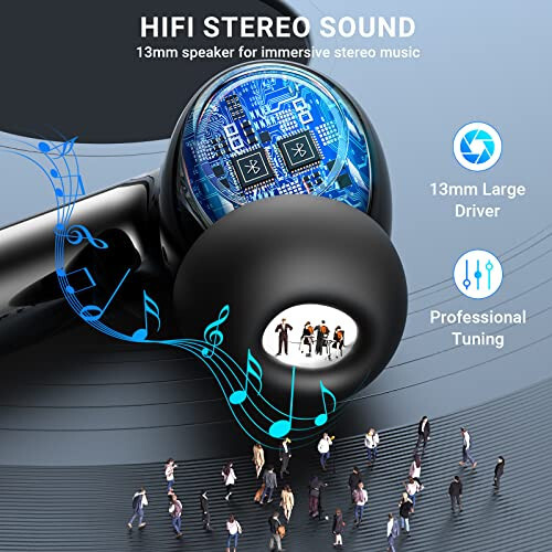 Wireless Earbuds, 2024 Wireless Headphones HiFi Stereo Earphones with 4 ENC Noise Canceling Mic, 42Hs Playtime In Ear Earbud, Bluetooth 5.3 Sport Earphones with LED Power Display for Android iOS Black - 2