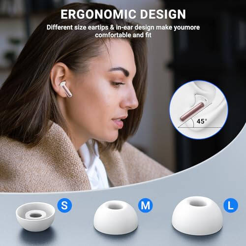 Wireless Earbuds, 2024 Wireless Headphones HiFi Stereo Earphones with 4 ENC Noise Canceling Mic, 42Hs Playtime In Ear Earbud, Bluetooth 5.3 Sport Earphones with LED Power Display for Android iOS Pink - 7