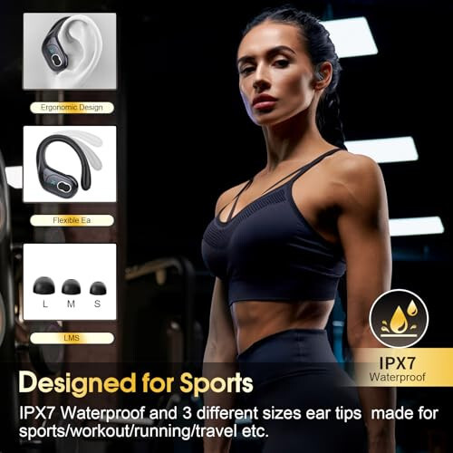 Wireless Earbuds 75hrs Bluetooth 5.3 Headphone Sport, 2024 Bluetooth Earbuds Stereo Deep Bass Over Ear Bud with Earhooks, ENC Noise Cancelling Mic, IPX7 Waterproof Earphone for Workout/Running - 5