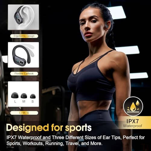 Wireless Earbuds 75hrs Bluetooth 5.3 Headphone Sport, 2024 Bluetooth Earbuds Stereo Deep Bass Over Ear Bud with Earhooks, ENC Noise Cancelling Mic, IPX7 Waterproof Earphone for Workout/Running - 9