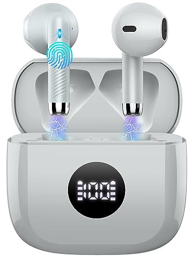 Wireless Earbuds, Bluetooth 5.3 Ear Buds LED Power Display Headphones Bass Stereo, Bluetooth Earbuds in-Ear Noise Cancelling Mic, 40H Playback Mini Case IP7 Waterproof Sports Earphones for Android iOS - 1