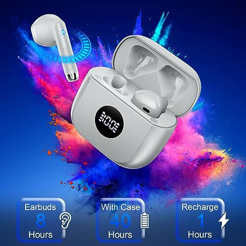 Wireless Earbuds, Bluetooth 5.3 Ear Buds LED Power Display Headphones Bass Stereo, Bluetooth Earbuds in-Ear Noise Cancelling Mic, 40H Playback Mini Case IP7 Waterproof Sports Earphones for Android iOS - 8