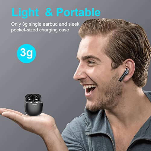 Wireless Earbuds, Bluetooth 5.3 Earbuds Stereo Bass, Bluetooth Headphones in Ear Noise Cancelling Mic, Earphones IP7 Waterproof Sports, 32H Playtime USB C Mini Charging Case Ear Buds for Android iOS - 4