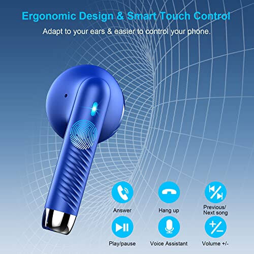 Wireless Earbuds, Bluetooth 5.3 Earbuds Stereo Bass, Bluetooth Headphones in Ear Noise Cancelling Mic, IP7 Waterproof Sports Earphones, 32H Playtime USB C Charging Case Ear Buds Blue for Android iOS - 6