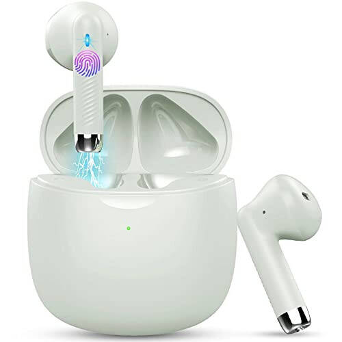 Wireless Earbuds, Bluetooth 5.3 Earbuds Stereo Bass, Bluetooth Headphones in Ear Noise Cancelling Mic, IP7 Waterproof Sports Earphones, 32H Playtime USB C Charging Case Ear Buds Green for Android iOS - 1