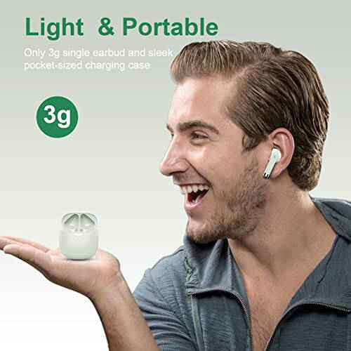 Wireless Earbuds, Bluetooth 5.3 Earbuds Stereo Bass, Bluetooth Headphones in Ear Noise Cancelling Mic, IP7 Waterproof Sports Earphones, 32H Playtime USB C Charging Case Ear Buds Green for Android iOS - 4