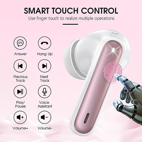 Wireless Earbuds Bluetooth 5.3 Headphones 40 Hrs Playtime with LED Display, Deep Bass Stereo and Noise Cancelling Bluetooth Ear Buds IP7 Waterproof Wireless Earphones for iPhone Android, Rose Gold - 7