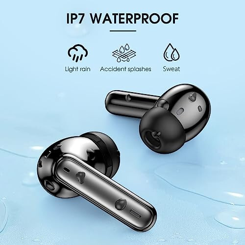 Wireless Earbuds Bluetooth 5.3 Headphones 40 Hrs Playtime with LED Display, Deep Bass Stereo and Noise Cancelling Bluetooth Ear Buds IP7 Waterproof Wireless Earphones with Mic for iPhone Android Black - 6