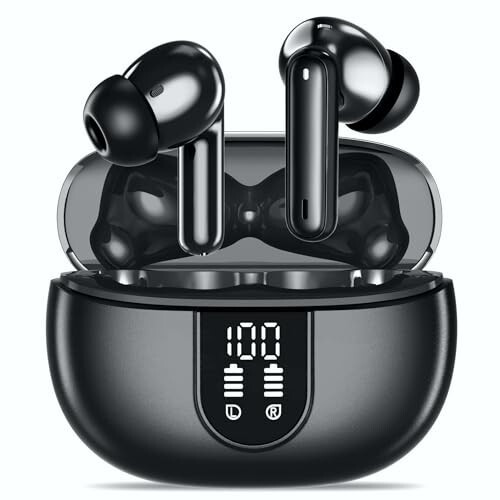 Wireless Earbuds, Bluetooth 5.3 Headphones 40Hrs Playtime Deep Bass Stereo in-Ear Earbud, LED Power Display, Call Noise Canceling Headphones with Mic, IP7 Waterproof Earphones for IOS Android Black - 1