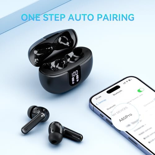 Wireless Earbuds, Bluetooth 5.3 Headphones 40Hrs Playtime Deep Bass Stereo in-Ear Earbud, LED Power Display, Call Noise Canceling Headphones with Mic, IP7 Waterproof Earphones for IOS Android Black - 4