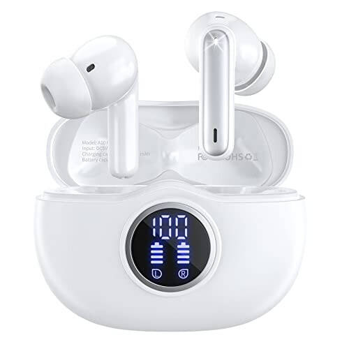 Wireless Earbuds Bluetooth 5.3 Headphones 40Hrs Playtime with LED Display for iphone and Android, Wireless earphones Deep Bass and Noise cancelling Bluetooth Ear Buds with IPX7 Waterproof, Fast Charge - 1