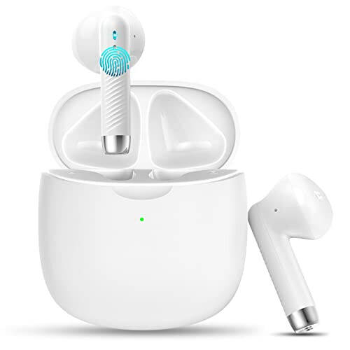 Wireless Earbuds, Bluetooth 5.3 Headphones in Ear with Noise Cancelling Mic, Earbuds Stereo Bass, IP7 Waterproof Sports Earphones, 32H Playtime USB C Charging Buds White for Android iOS - 1