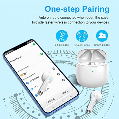 Wireless Earbuds, Bluetooth 5.3 Headphones in Ear with Noise Cancelling Mic, Earbuds Stereo Bass, IP7 Waterproof Sports Earphones, 32H Playtime USB C Charging Buds White for Android iOS - 3