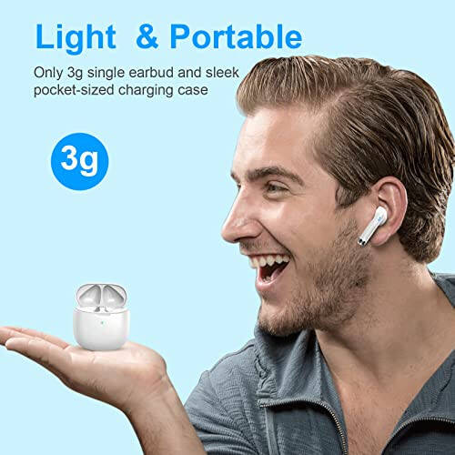 Wireless Earbuds, Bluetooth 5.3 Headphones in Ear with Noise Cancelling Mic, Earbuds Stereo Bass, IP7 Waterproof Sports Earphones, 32H Playtime USB C Charging Buds White for Android iOS - 4