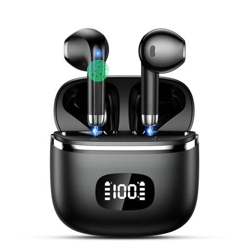 Wireless Earbuds Bluetooth Headphones 5.3 Bass Stereo Earphones, 40H Playtime Ear Buds with LED Power Display, Bluetooth Earbud with Noise Cancelling Mic IPX7 Waterproof Earbuds for iOS Android - 1