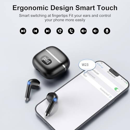 Wireless Earbuds Bluetooth Headphones 5.3 Bass Stereo Earphones, 40H Playtime Ear Buds with LED Power Display, Bluetooth Earbud with Noise Cancelling Mic IPX7 Waterproof Earbuds for iOS Android - 5