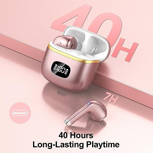 Wireless Earbuds Bluetooth Headphones 5.3 Bass Stereo Earphones, 40H Playtime Ear Buds with LED Power Display, Bluetooth Earbud with Noise Cancelling Mic IPX7 Waterproof Earbuds for iOS Android - 2