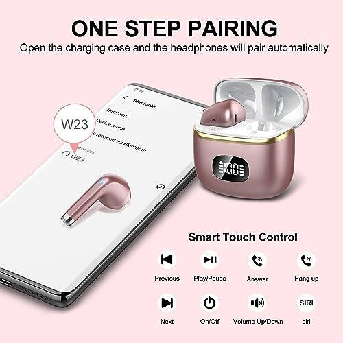 Wireless Earbuds Bluetooth Headphones 5.3 Bass Stereo Earphones, 40H Playtime Ear Buds with LED Power Display, Bluetooth Earbud with Noise Cancelling Mic IPX7 Waterproof Earbuds for iOS Android - 5